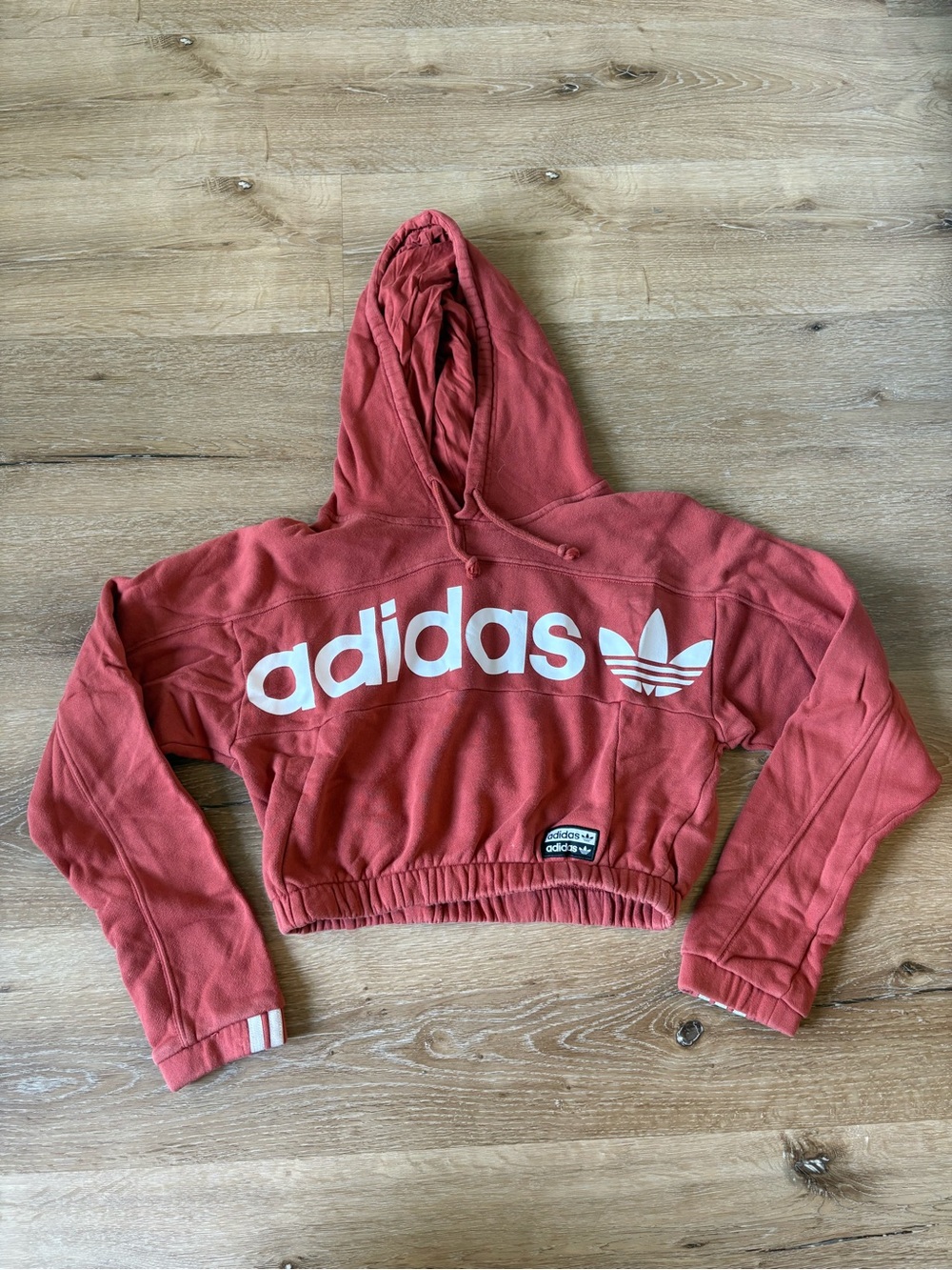adidas Red Cropped Hoodie